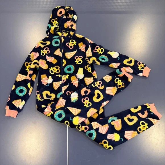 Size 8 Carters/Cat & Jack Fleece Footed Pajamas Set - Picture 10 of 14